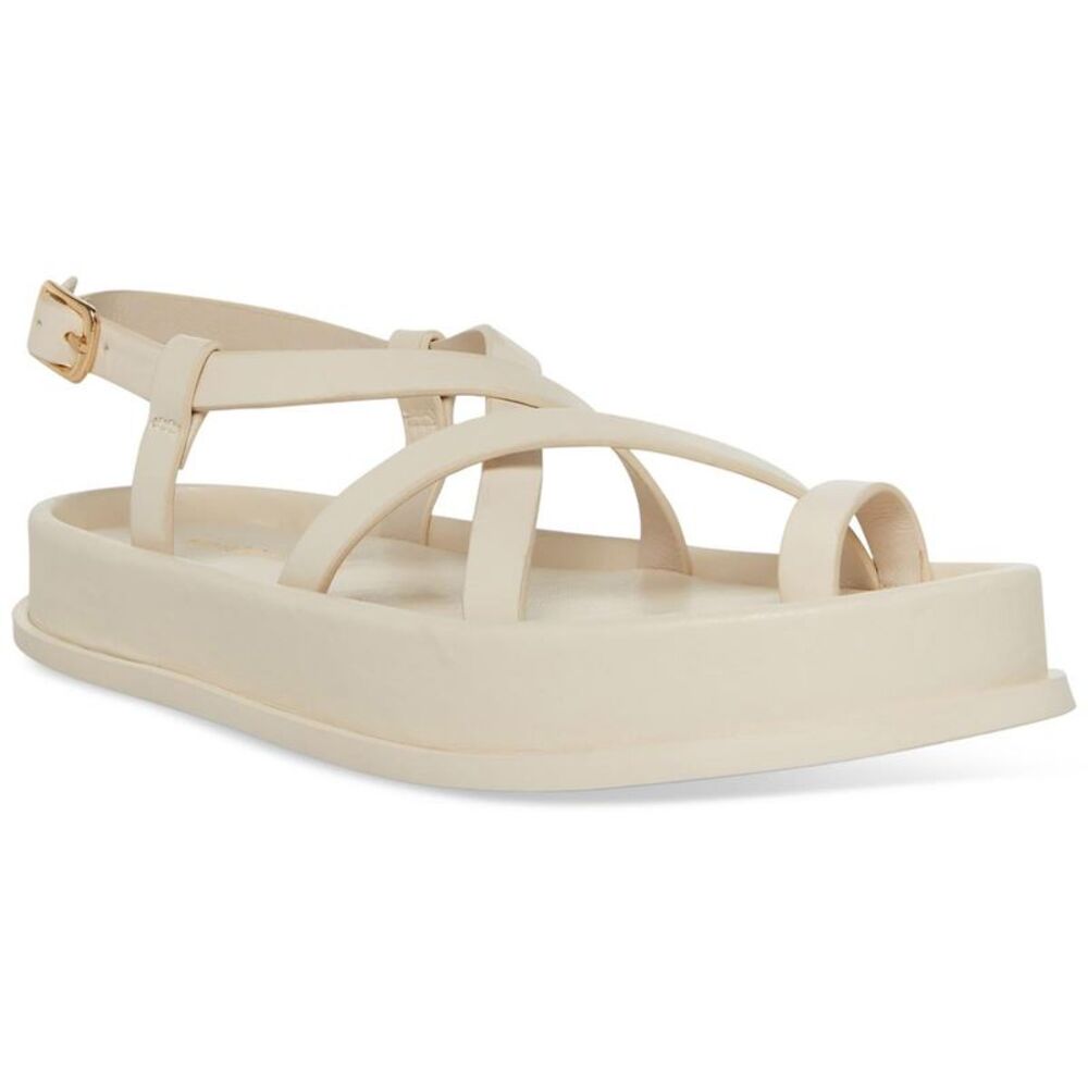 Madden Girl Womens Tropezz Ivory Faux Leather Strappy Platform Sandals NWOB